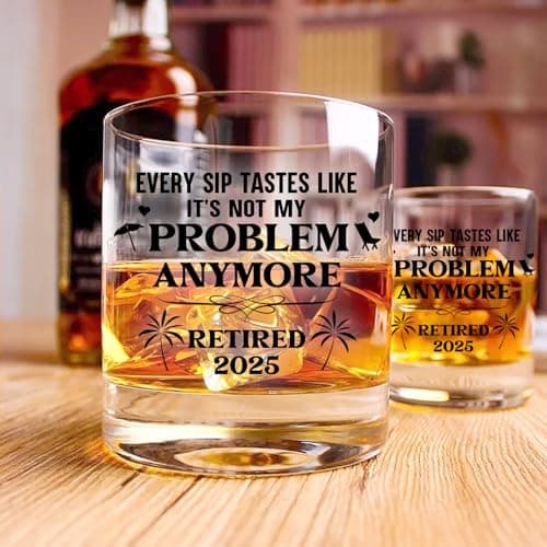 NewEleven First Christmas Retirement Gifts For Men 2025 - Coworker Leaving, Goodbye Gift, Farewell Gifts For Coworkers, Friends, Dad, Grandpa - Retirement Gift From Friend, Colleague - Whiskey Glass