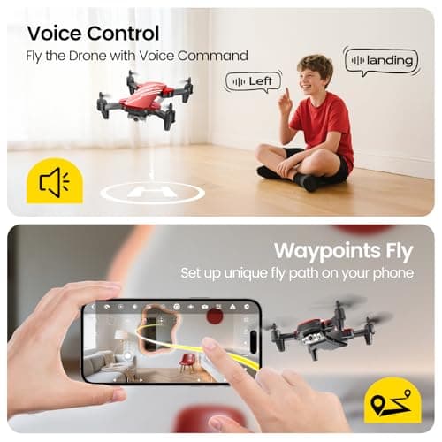 DEERC D20 Mini Drone for Kids with 720P HD FPV Camera Remote Control Toys Gifts for Boys Girls with Altitude Hold, Headless Mode, One Key Start Speed Adjustment, 3D Flips 2 Batteries, Red