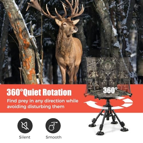 Tangkula Hunting Chair, 360 Degree Silent Swivel Blind Chair with 4 Adjustable Legs, Foot Pads & Armrests, Portable Folding Hunting Chairs for Blinds, Fishing, Camping