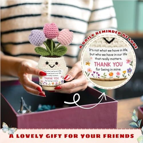 Gifts for Friends, Bestie, BFF, Bestfriend, Female, Girls - 5.51'' x 4.13'' Knitted Positive Tulip Friend Crochet Doll Best Friend Friendship Gifts for Women, Christmas Birthday Gifts for Bestie B0GCZ9SFXD