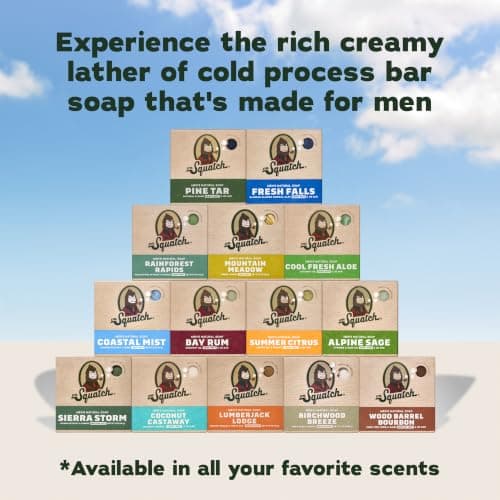 Cleansing Cold Process Soap with Natural Oils, Gifts for Men (Sandalwood Summit) Dr. Squatch Natural Men’s Bar Soap, Body Soap Bar (5oz, 3-Pack) B0F8RFB9RJ