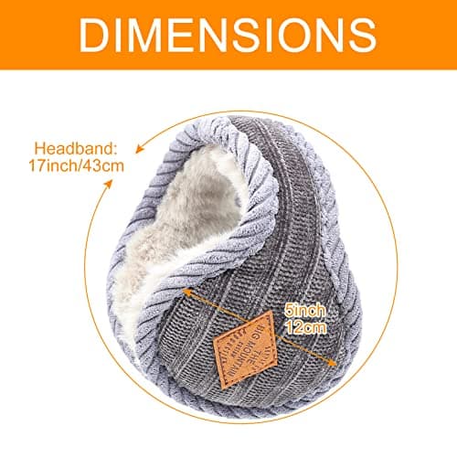 Surblue Winter Unisex Earmuffs Knit Foldable Adjustable Wrap around Ear Warmers