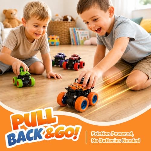 4 Pack Monster Trucks Toys for Boys 2 3 4 5 6 7 Year Old, Friction Powered Pull Back Car Toys for Toddlers Kids Ages 3-5 2-4 4-7, Best Birthday Christmas Party Gift for Boys and Toddlers B07SRZ87DF