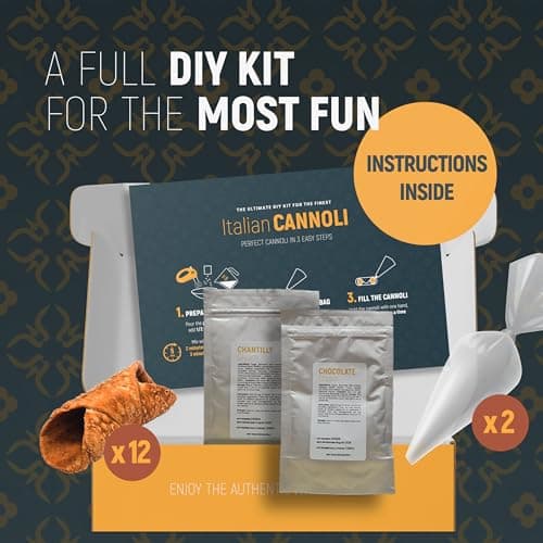 Cannoli, Gourmet Cookies. Biscotti DIY - Cannoli Experience, GIFT basket, Biscotti Italian Cookies, European Cookie, Prime Gifts for Christmas, for Friend, Women, Men or Grandma. CRAFT Your Sicilian Cannoli at Home!