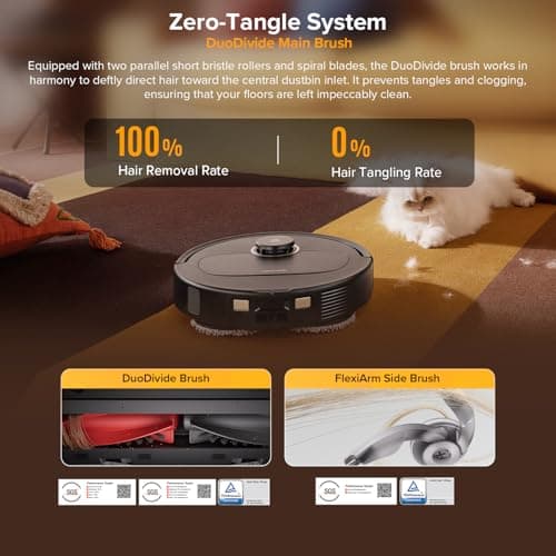 roborock Qrevo S5V Robot Vacuum and Mop, FlexiArm Edge Mopping, 12,000Pa Suction, Dual Zero-Tangle System, Smart Obstacle Avoidance, 10mm Mop Lifting, Auto Mop Washing&Drying, Self-Emptying&Refilling