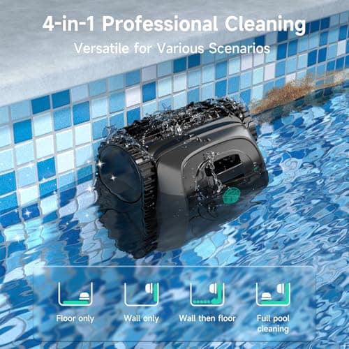 (2026 Upgrade) WYBOT C1 Cordless Robotic Pool Vacuum for Inground Pools, Above Ground Pool Cleaner 4-in-1 Wall & Waterline Cleaning Up to 1,614sq.ft, 150mins Smart Navigation, App Support