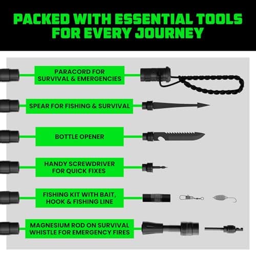 Rhino USA Tactical Hiking Stick with Integrated Survival Kit – Essential Camping Gear for Hiking & Trekking – Durable Tactical Gear for Outdoor Adventures