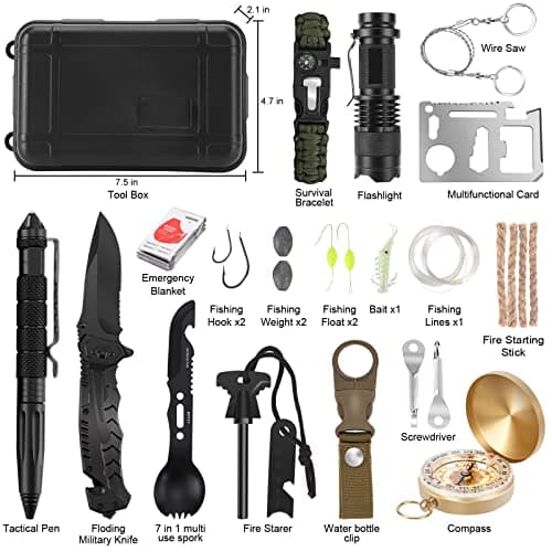 Gifts for Men Dad Christmas Husband Teenage Boy, Survival Kit 28 in 1, Survival Gear Tool Emergency Tactical Equipment Supplies Kits for Families Outdoors Camping Hiking Adventures B09DPFD2DP
