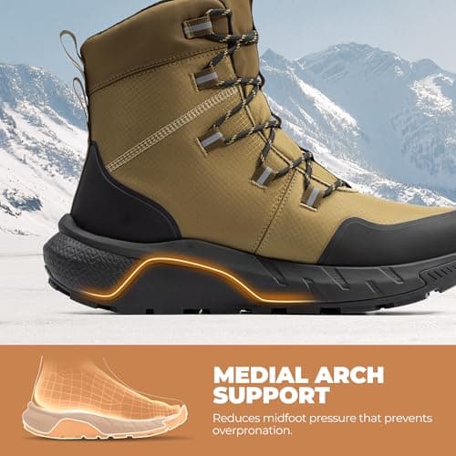 NORTIV 8 Men's Wide Winter Boots Grip on Snow Ice Insulated Waterproof Lightweight Comfortable Hiking Outdoor Boots