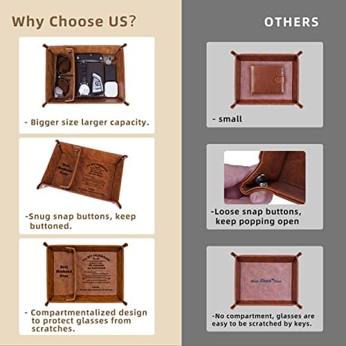 Best Husband Ever PU Leather Tray and Keychain, Men Anniversary Birthday Gifts Ideas for Husband Him Boyfriend Who Has Everything from Wife, Christmas Xmas Gifts Stocking Stuffers for Men Him