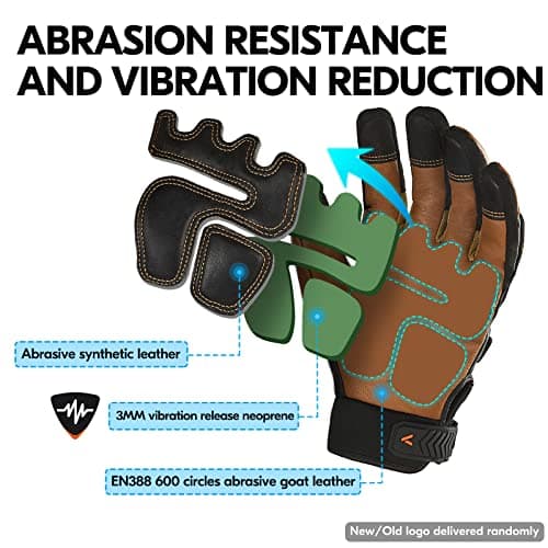 Vgo... -4℉ or above Winter Waterproof High Dexterity Heavy Duty Mechanic Glove, Anti-vibration, Anti-abrasion, Touchscreen (1 Pair,L,Brown,GA8954FW)
