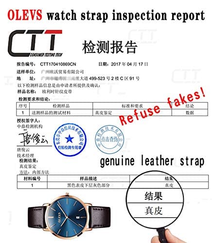 OLEVS Mens Watches Minimalist Ultra Thin Fashion Casual Analog Quartz Date Watch Waterproof Slim Simple Big Face Dress Wrist Watch Leather Band for Men