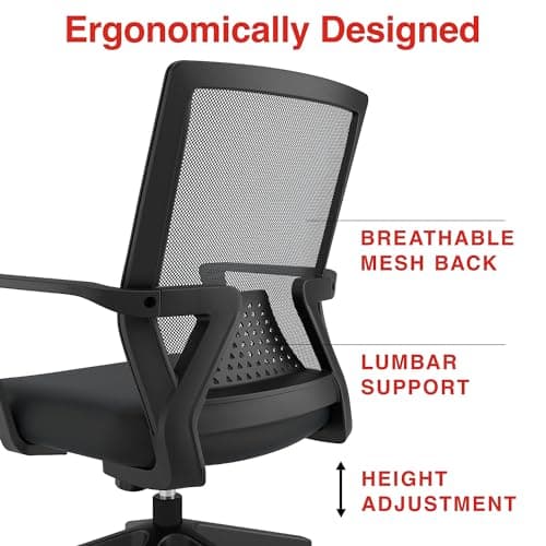 STAPLES Cartwright Ergonomic Office Desk Chair, Adjustable with Breathable Mesh & Lumbar Support, Perfect for Home & Office, Black