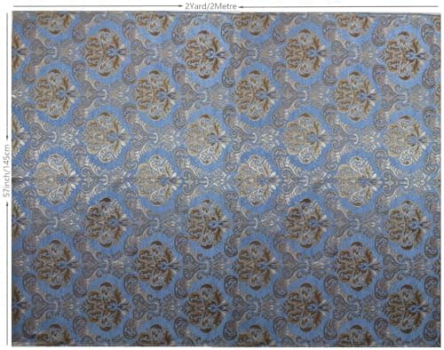 TinaKim Floral Upholstery Fabric, Jacquard Damask Chenille, for Recover Furniture Chairs Couch Material (Blue, 2 Yard)