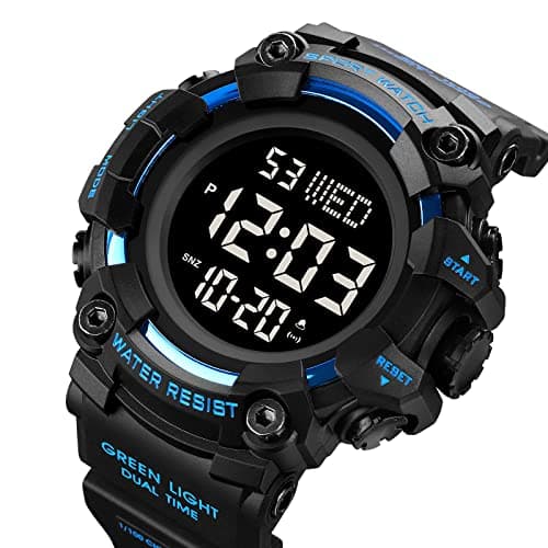 FANMIS Men's Digital 50M Waterproof Electronic Sport Watch Rubber Band Army Military 24H Time LED Light 164FT Water Resistant Calendar Date Day Watches
