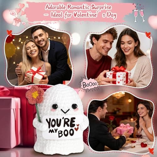 You're My Boo Buddy Cute Halloween Spooky Gifts - Funny & Romantic Handmade Crochet Ghost Plush Decor for for Girlfriend, Boyfriend, Couples, Her, Him, Friends, Valentine,Christmas Stocking Stuffer