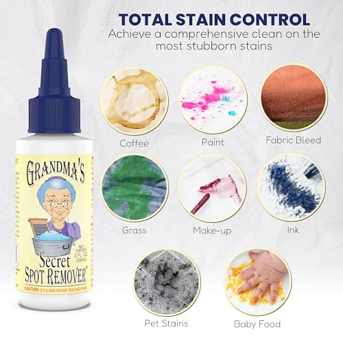 Grandma's Secret Spot Remover - Chlorine, Bleach and Toxin-Free Stain Remover - Stain Remover for Clothes - Fabric Stain Remover Removes Oil, Paint, Blood and Pet Stains – 2 Ounce
