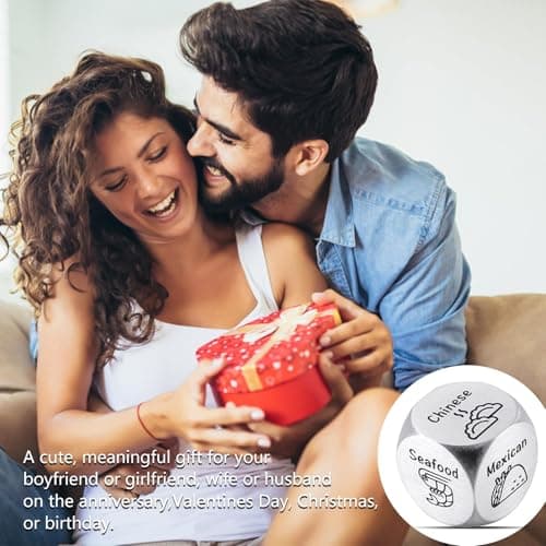 Anniversary Steel Gifts for Him Her Date Night Dice Gift for Boyfriend Girlfriend Wife Husband Couple Women Men Food Dice Decider Sweetest Day Birthday Wedding Valentines Christmas White Elephant