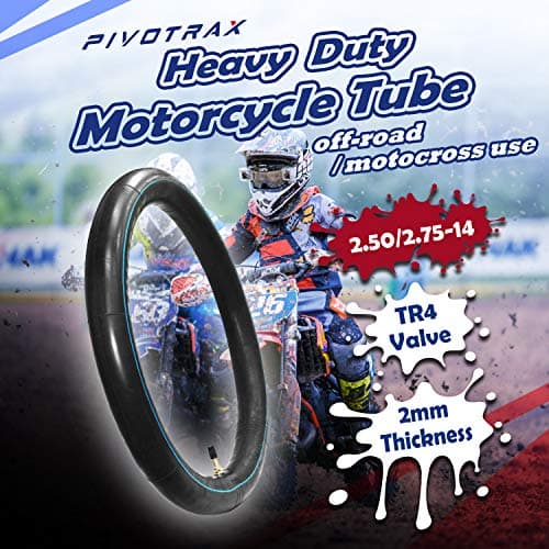 2.50/2.75-14 (60/100-14) Heavy Duty Inner Tube – 2mm Reinforced Butyl, TR4 Straight Valve – Fits Apollo, SSR, Thumpstar, Yamaha PW80, Honda CRF70, Pit & Mini Dirt Bikes