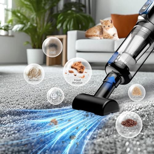 Car Vacuum Portable Cordless, 18000Pa 2 in 1 Vacuum Cleaner&Air Duster, 130W Brushless Motor Handheld Vacuum Cordless with 7800mAh Battery, LED Light, Multi-Nozzles for Car, Home, Office, Pet