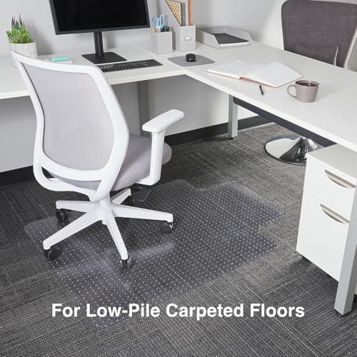 Staples Office Chair Mat, Clear Floor Mats with Lip, Flat-Pile Carpets, Extended Under-Desk Coverage, 35.5" x 47.5 Inch, Smooth Glide