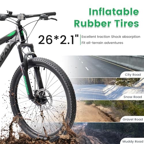 Ecarpat 24/26/27.5 Inch Mountain Bike, Full/Front Suspension Mens Boys Mountain Bike with 21 Speed Steel Frame and Dual Disc Brakes, Adult Sport Bicycle for Trail City Road, Gift Choice