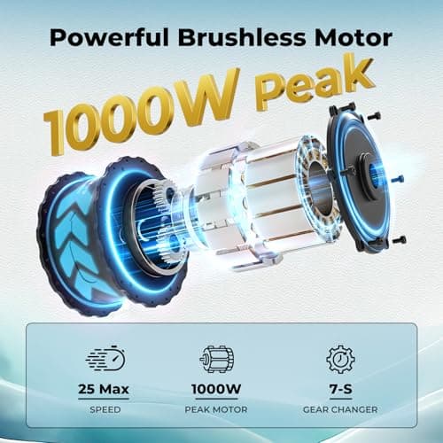 Jasion EB5 Electric Bike for Adults with Peak 1000W Brushless Motor, 40Miles 20MPH Commuting Electric Mountain Bike with 360Wh Removable Battery, 7-Speed, 26" Tires and Front Fork Suspension