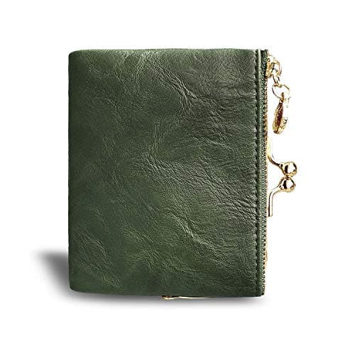 AOXONEL Womens Wallet Small Rfid Ladies Compact Bifold Leather Vintage Coin Purse With Zipper and Kiss Lock