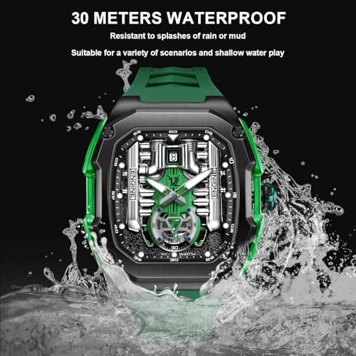 LILUOKE Mens Watches, Wrist Watches Luminous Design, Big Face Fashion Quartz Black Watch 30ATM, Casual Watch for Men Unique Gifts for Men
