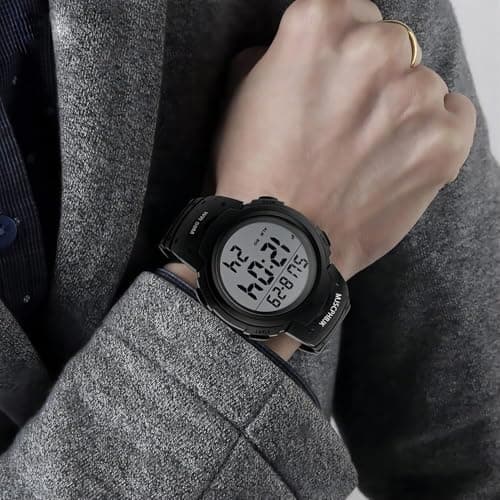 MJSCPHBJK Mens Digital Sports Watch, Waterproof LED Screen Large Face Military Watches for Men