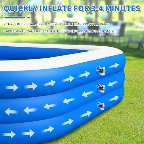 Inflatable Swimming Pool, Blow up Pool, Above Ground Swimming Pool for Family,Pool for Adults 120x 72 x 22 inch Full-Sized Inflatable Pool for Outdoors, Backyard