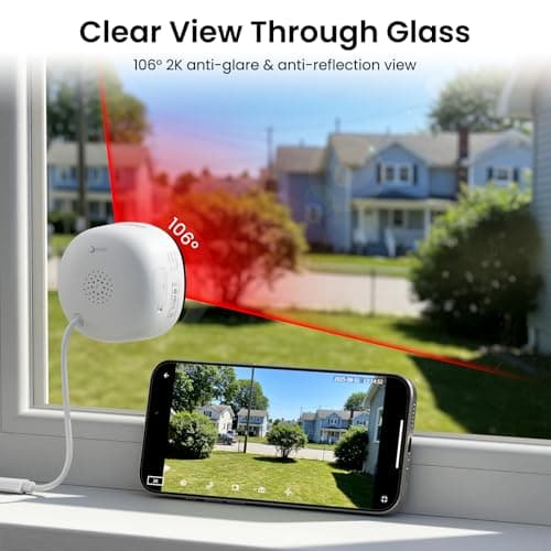 INFIYA 2K No Drill Window Camera-2 Pack 2.4Ghz & 5Ghz WiFi Dome Cameras for Home Security for Indoor & Outdoor Monitoring, Color Night Vision, Human Detection, 24/7 Recording, Ideal for Apartment, K1