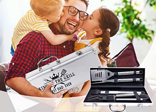 Bonsai Tree Christmas Dad Gifts, Birthday Gifts from Daughter, Best Dad Ever Gift for Christmas - Xmas Cool Grilling Bbq Present for Father from Son - Daddy Stainless Steel Metal Tool Heavy Duty Set 4