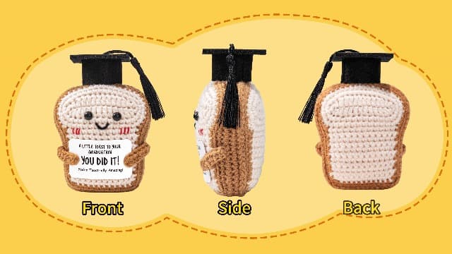 Crisky Handmade Funny Graduation Gifts, Positive Crochet Toast with Little Graduation Card and Grad Caps - You are Totally Amazing - Grad Gifts for College University Masters Degree B0GBVS3MZF