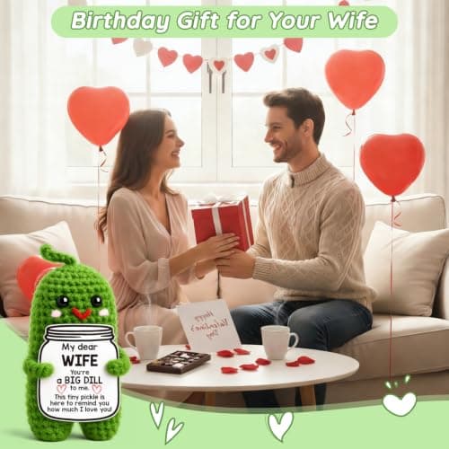 to My Wife Romantic Anniversary Wedding Gifts for Wife I Love My Wife Birthday Gift Ideas for Women Best Wife Present Gifts for Wife, Anniversary Birthday Gifts for Wife Handmade Crochet Pickle B0F18KSP6S