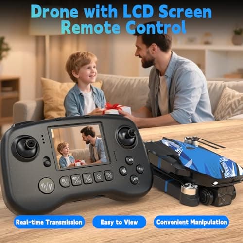 Drone with Camera for Adults LCD Screen FPV Live Video, Professional Brushless Motor 270° Obstacle Avoidance 3D Flips, Foldable RC Mini Quadcopter for Beginners Support 32G SD Card Max Under 250G Gift