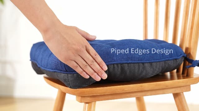 IASEAHK Chair Cushions for Dining Chairs, Seat Cushions for Kitchen Chairs, Indoor Seat Cushions with Ties, Tufted Foam Chair Pads, Non Slip Chair Cushions Set of 4, 15.5" x 15.5" x 4", Navy Blue