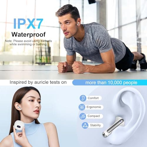 Wireless Earbuds Bluetooth Ear Buds for iPhone 17 16 Pro Max 16e 16 Plus 16 15 Pro Max 15, V5.3 48H Wireless Headphones with LED Display Charging Case IPX7 Waterproof Earphones for Samsung A16 A36 S25
