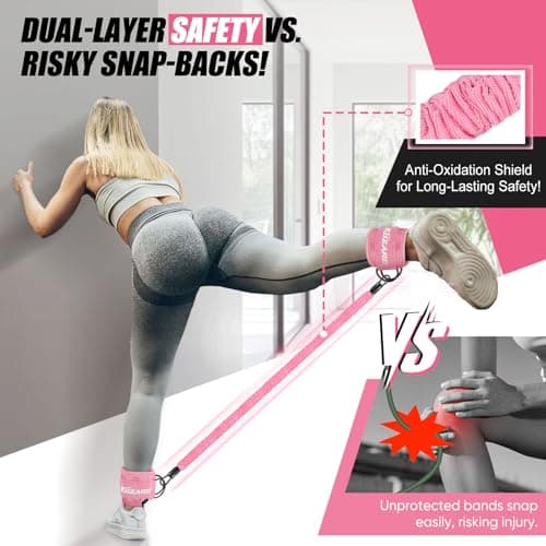 Ankle Resistance Bands with Cuffs, Ankle Weights Bands for Working Out, Women Leg and Glutes Workout Equipment, Exercise Bands for Kickbacks, Butt and Booty Trainer, Home Gym Fitness Equipment