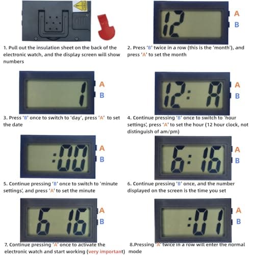 Shudyear Small Digital Clock， with Jumbo LCD Time & Day Display，Mini Automotive Small Digital Clock Battery Operated for Desktop Nightstand Pocket Car Truck Dashboard & Air Vent (1, Black)