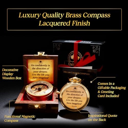 The Dream Chaser Compass - Go Confidently -2026 Unique Graduation Gifts for Him, College, High School, Cool Birthday Gift Idea for Son, Boys, Motivational Greeting Card Included B0BXJFBHX5