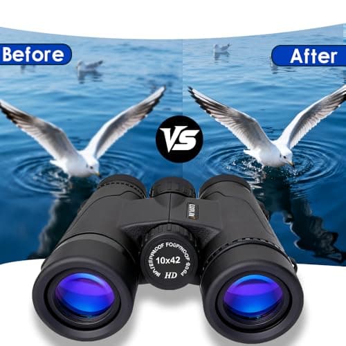 10x42 HD Binoculars for Adults High-Powered – Waterproof Binoculars with Clear Wide View, Lightweight for Bird Watching, Hunting, Hiking & Sports, with Carrying Bag