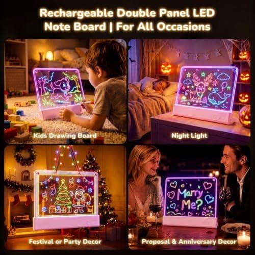 Rechargeable Light up drawing board with 15 Light Effects,Scratch Resistant Easy Clean Panel,Birthday Gift for Kids Age 3-12 16" Led Drawing Board for Kids with Dual Panels - 【2026 New】 B0HJBWNWVW