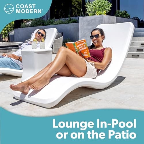 GoSports Coast Modern in Pool Lounge Chair - Waterproof & Weighted Chaise Lounger - Outdoor Pool Furniture for Patio or in Baja Shelf