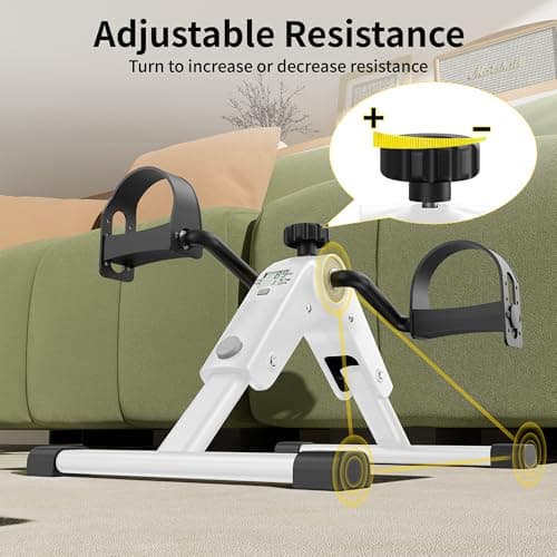 MOMODA Under Desk Bike Pedal Exerciser with LCD Display Portable Mini Exercise Bike for Arm and Leg