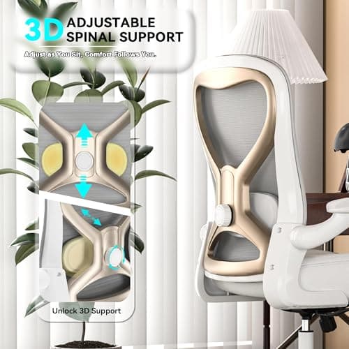 Office Desk Chair with Ergonomic Lumbar Support, Extra-Thick Seat Cushion, Flip-up Arms, Breathable Mesh Back, Computer Task Chair for Home Office