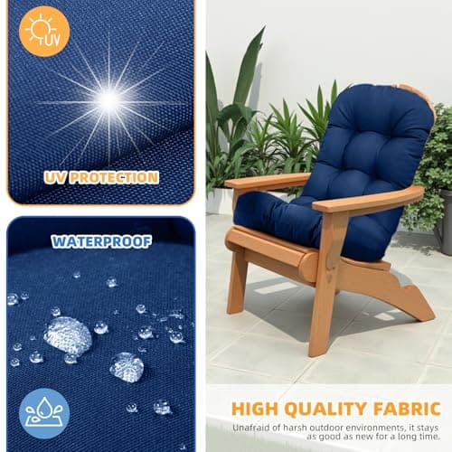 Outdoor Adirondack Chair Cushion Set of 2 Waterproof Lawn Chair Cushions 47.24 * 19.69 * 4", High Back Patio Cushions with Ties Elastic Band,Flower