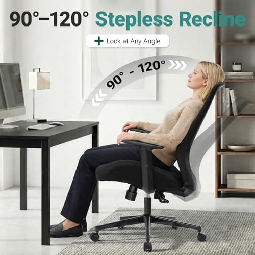 Big and Tall Home Office Desk Chair 500lb Capacity for Heavy People, Ergonomic Wide Mesh Desk Chair with Stepless Recline & Lock, 5.5" Thick Cushion, High Back, Adjustable Height & Armrests