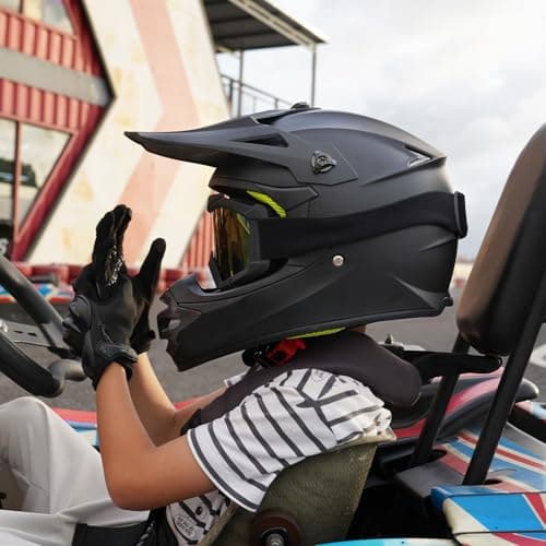Youth Kids Dirt Bike Helmets Motocross Offroad ATV BMX MX Dirtbike Motorcycle Helmet J-01 with Goggles and Gloves DOT Approved