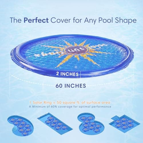 Solar Sun Rings Portable Above Ground Inground Swimming Pool Hot Tub Spa Heating Accessory Circular Heater Solar Cover, Blue (6 Pack)